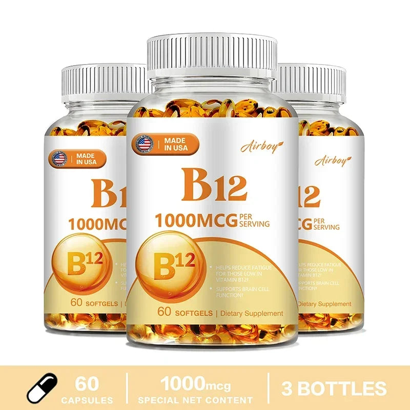 Vitamin B12 - for Mood, Brain, Nervous System, Energy, Metabolism, Relieve Fatigue, Heart Health Charm Alliance Store