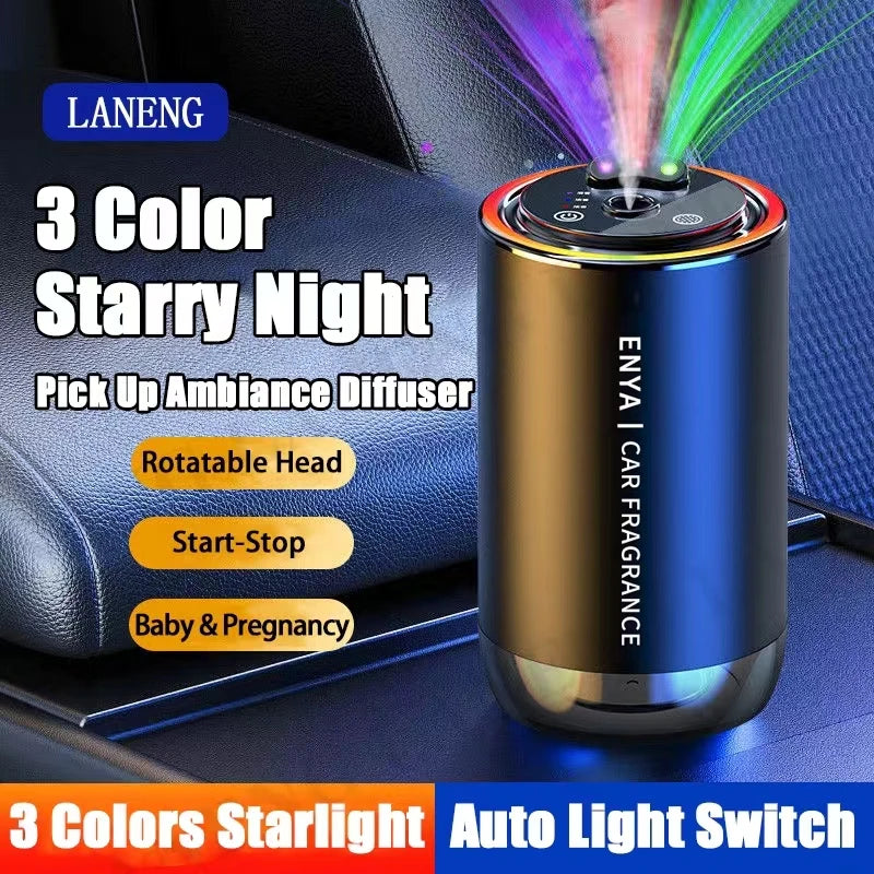 Car Air Freshener RGB Starry Sky Top 3 In 1 Multi-Function Aromatherapy LED Light USB Charger Essential Oil Diffuser Accessories QIYOU TSLA Laneng Factore Store