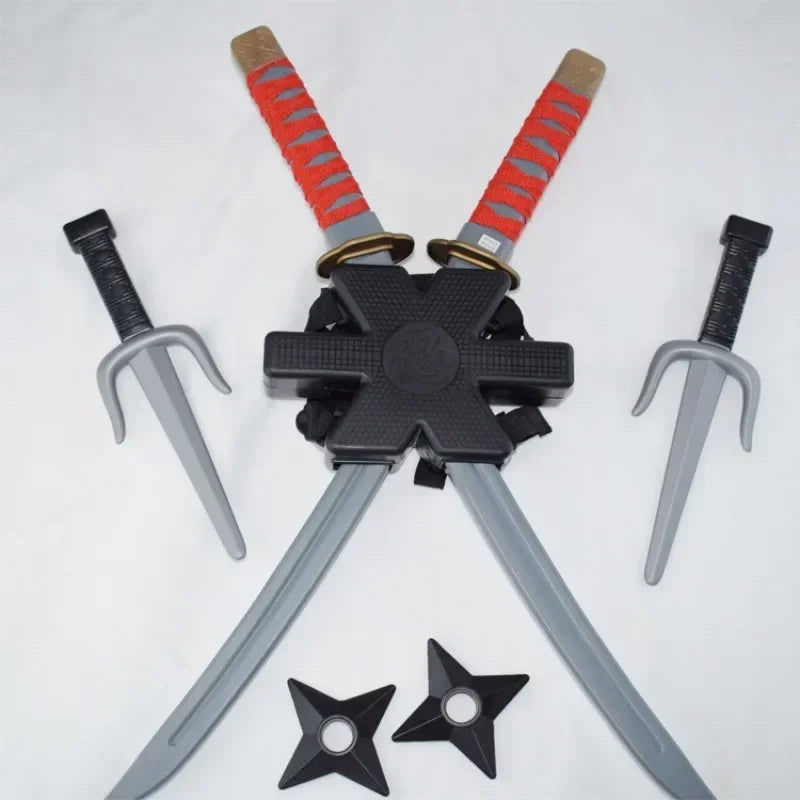 1: 1 Ninja Set Halloween Children's Japanese Samurai Cosplay Toys Knife Set Dart Toy Model Gifts Collection Bizarre Toys Tiny Toes Treasures Store
