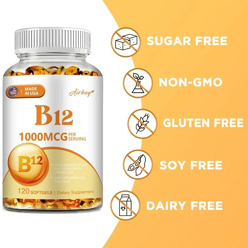 Vitamin B12 - for Mood, Brain, Nervous System, Energy, Metabolism, Relieve Fatigue, Heart Health Charm Alliance Store
