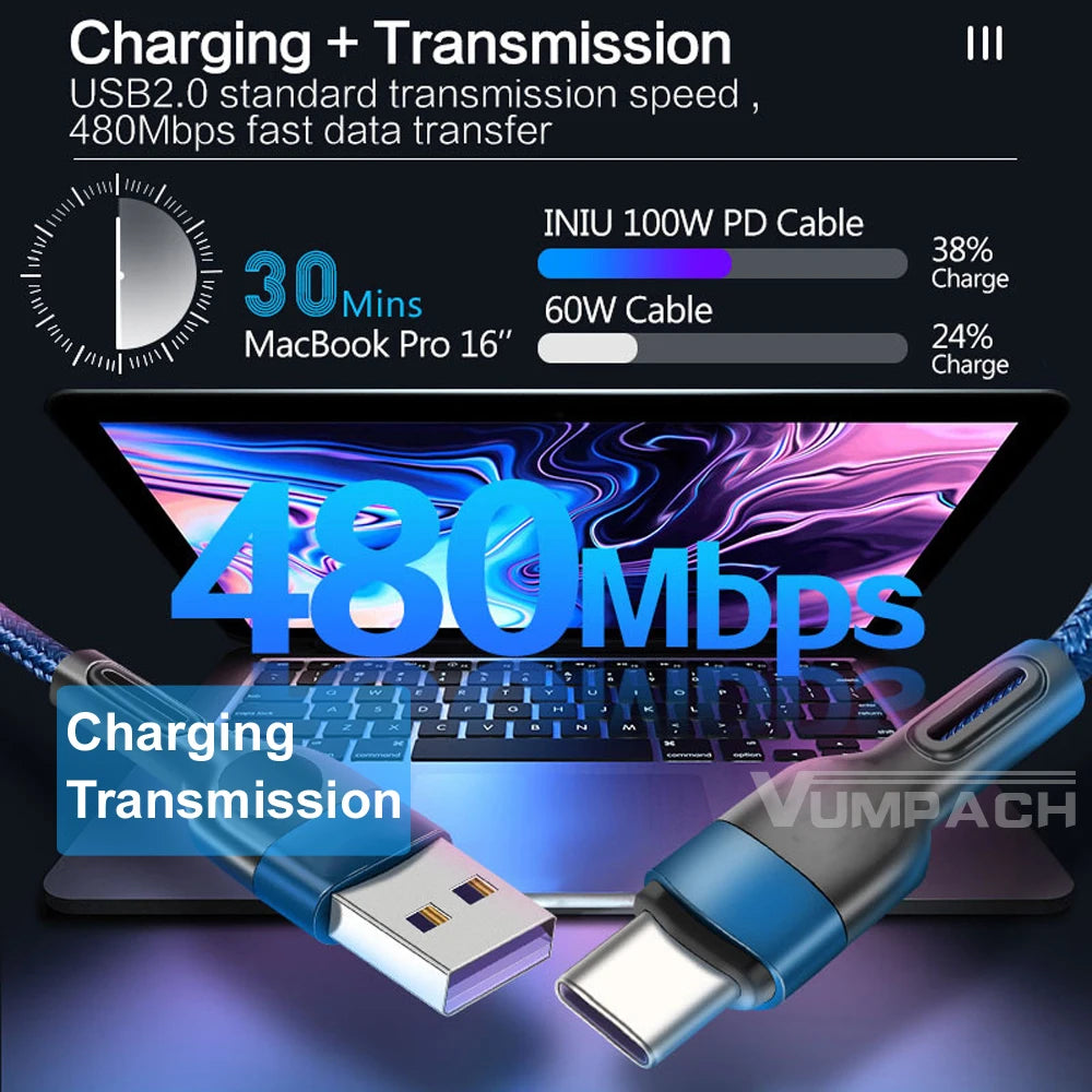 Vumpach Fast usb c type c cable Fast Charging Data Cord Charger usb cable c For Samsung s21 s20 A51 xiaomi mi 10 redmi note 9s 8 Vumpach official Store