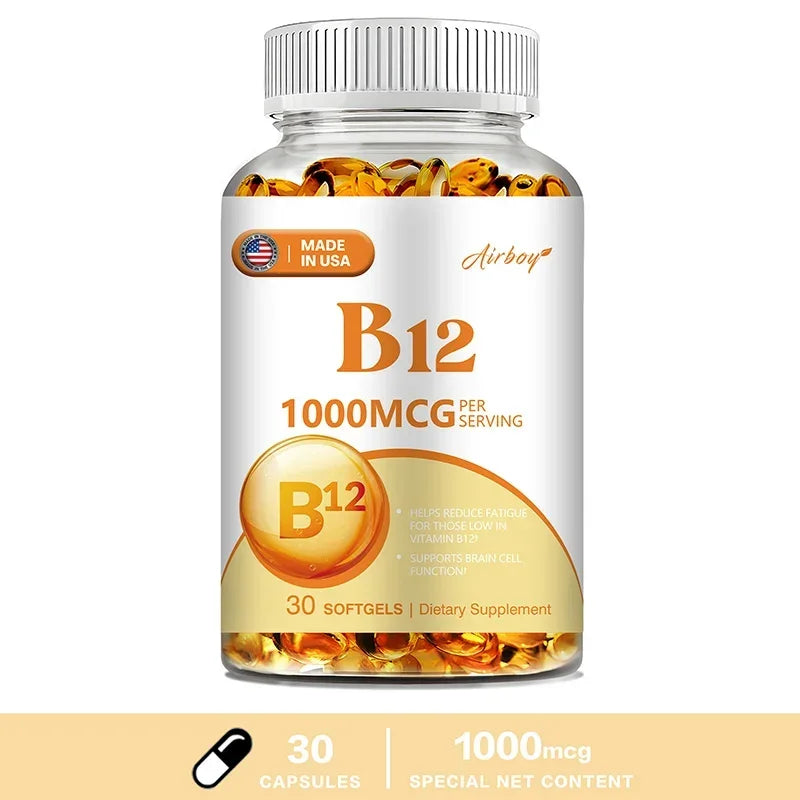 Vitamin B12 - for Mood, Brain, Nervous System, Energy, Metabolism, Relieve Fatigue, Heart Health Charm Alliance Store