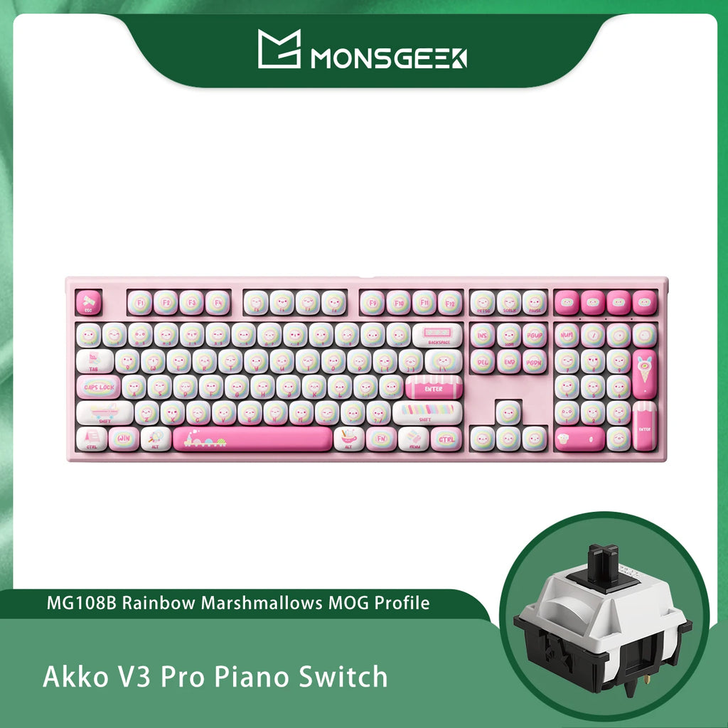 Akko MonsGeek MG108B Bun Wonderland Wireless Mechanical Keyboard MOG Profile RGB 108 Keys Full Size Hot Swap USB / 2.4G / BT 5.0 AKKO Official Store