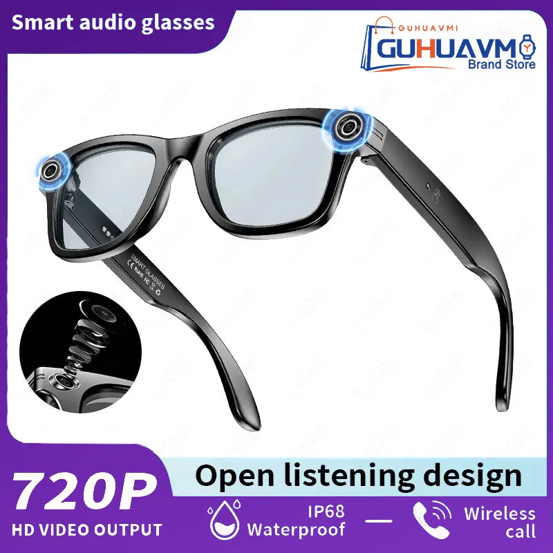 AI Smart Glasses with 8MP Camera Video Recording 100+ Languages Translation Sunglasses Bluetooth Call Music Play Men Women 2025 GUHUAVMI Smart Watch Direct Sales Factory Store