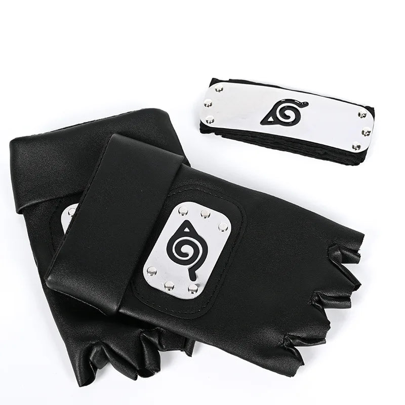 Ninja Set Combination Assembly Flag Maple Roleplaying Kakashi Gloves Kunai Forehead Protector Bandana Performance Costume cos school party Store