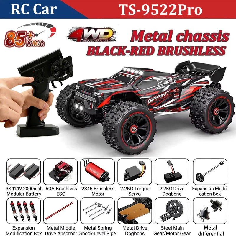 WLtoys 9522 PRO 85KM/H High-speed RC Car Brushless 4WD Drive Off-road Drift 1:16 Professional Racing Car 9522 50KM/H Boy's Toy Gangbi Official Store
