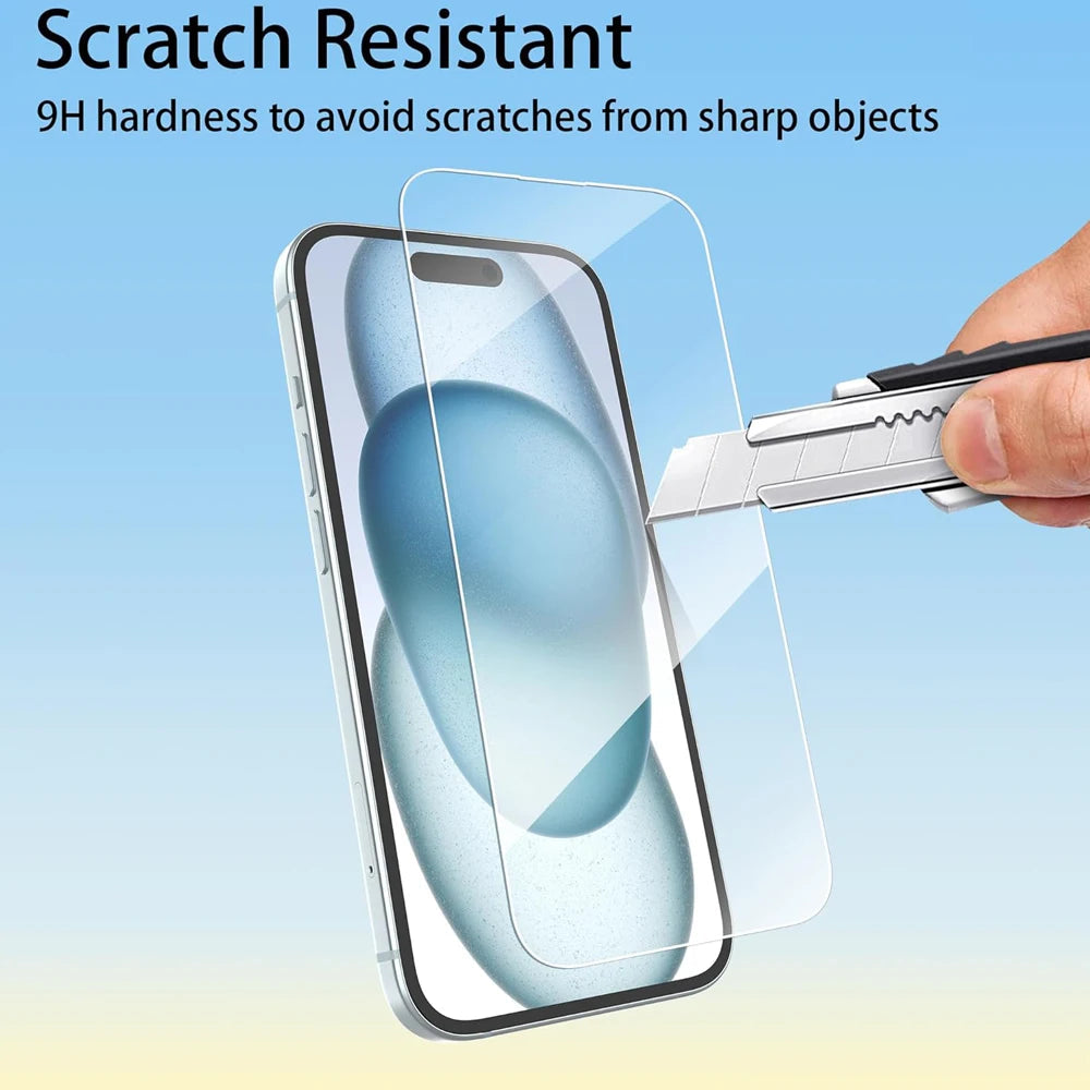 Clear Glass Film For iPhone 15 16 17 Pro Max Screen Protector For iPhone 11 12 13 14 15 Pro Tempered Glass iPhone13 Mini 16 Plus Phone Screen Protector Glass Film Store