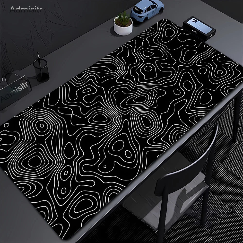 XXL Desk Mat Black And White Strata Liquid Mousepad Large Abstract Mouse Pad Gaming Deskmat With Lockedge Office Non-slip Carpet Admisitr Gaming Mouse Pad Store
