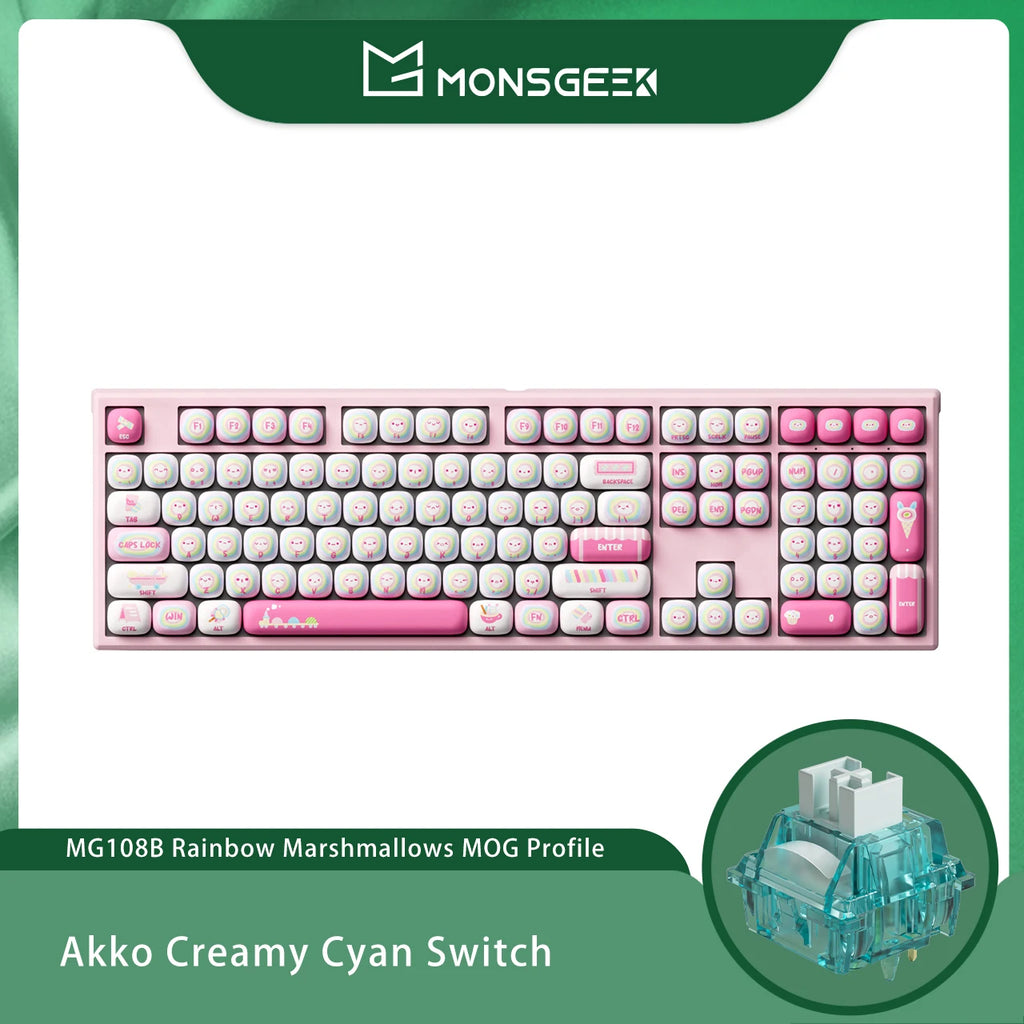 Akko MonsGeek MG108B Bun Wonderland Wireless Mechanical Keyboard MOG Profile RGB 108 Keys Full Size Hot Swap USB / 2.4G / BT 5.0 AKKO Official Store