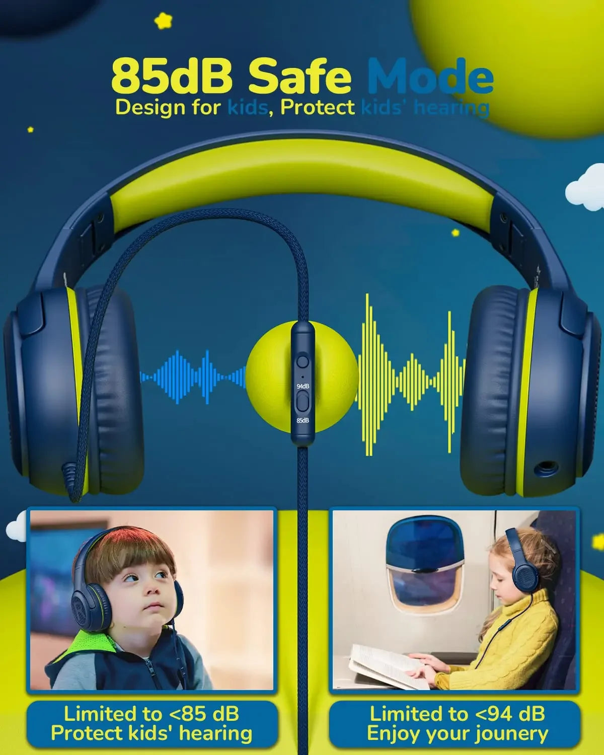 1/2/3Pcs AWATRUE AT2 Kids Headphones Wired Toddler Headsets with Mic Over-Ear Headphone Foldable on-Ear Design for PC,Laptop NUBWO Audio Store