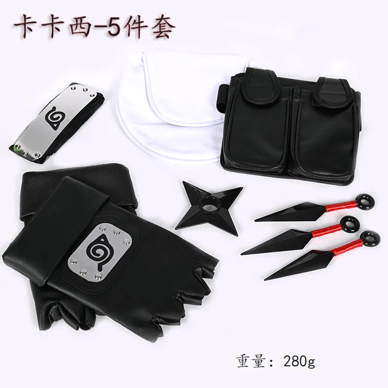 Ninja Set Combination Assembly Flag Maple Roleplaying Kakashi Gloves Kunai Forehead Protector Bandana Performance Costume cos school party Store