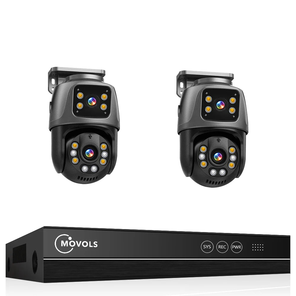 Movols 6MP XMEYE POE Surveillance System Dual Lens PTZ Two Way Audio POE Security Camera System 16CH NVR Video Surveillance Kit Movols Guard your home Official Store