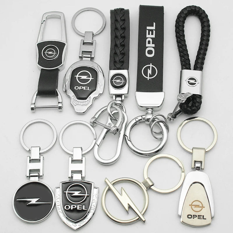 Metal/Leather Car Keychain Badge Emblem For Opel Astra Grandland Corsa Mokka Frontera Insignia Zafira Key Chain Rings Accessorie Tesla Auto Parts Wholesale Store