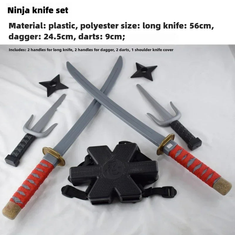 1: 1 Ninja Set Halloween Children's Japanese Samurai Cosplay Toys Knife Set Dart Toy Model Gifts Collection Bizarre Toys Tiny Toes Treasures Store