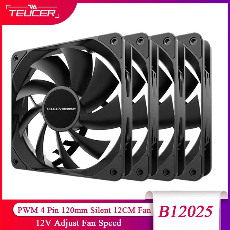 TEUCER PC Computer Case Fan PWM 4 Pin 120mm Silent 12CM Fan CPU Cooler Cooling Fan Cooling Radiator Fan 12V Adjust Fan Speed TEUCER Online Store