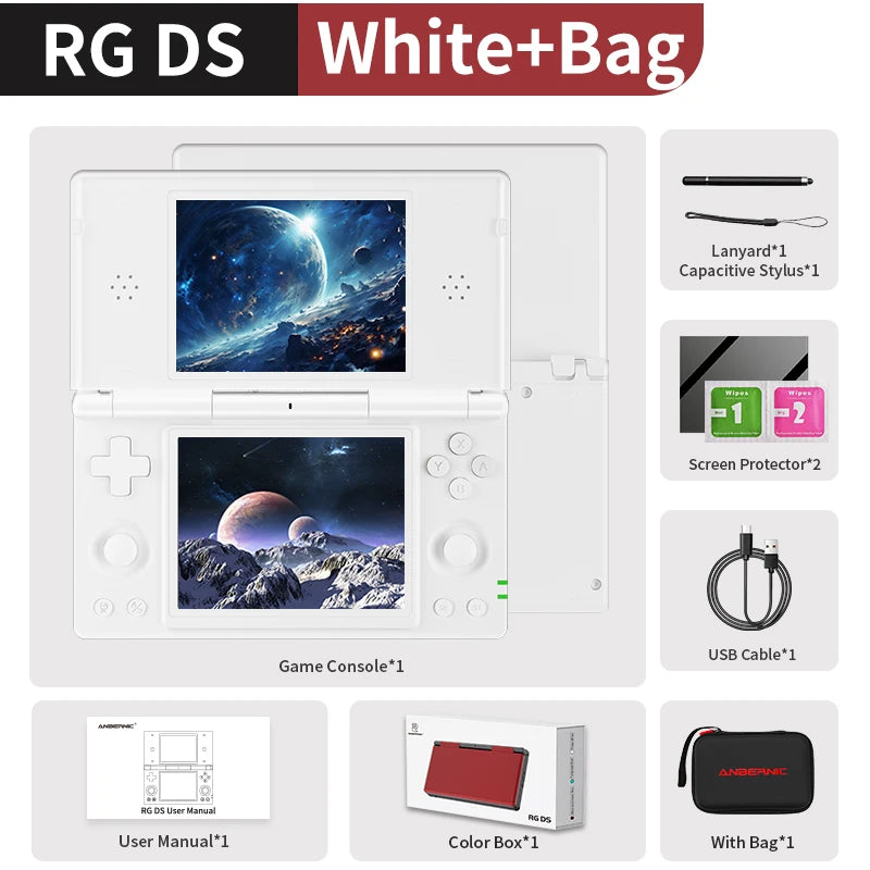 Anbernic RG DS Handheld Game Console 4" IPS Dual Screen Android 4000mAh Flip Video Games Player Supports RixelHK Wifi Streaming Anbernic Direct Store