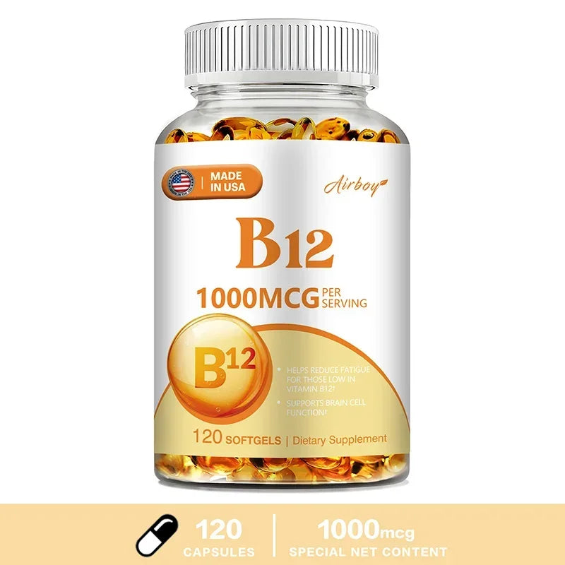 Vitamin B12 - for Mood, Brain, Nervous System, Energy, Metabolism, Relieve Fatigue, Heart Health Charm Alliance Store