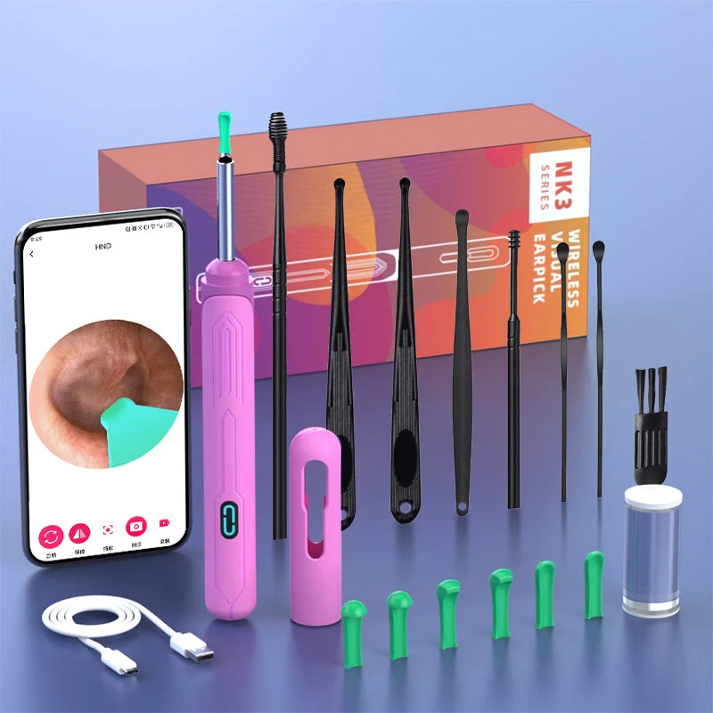 Ear Cleaner with camera Set Ear Sticks Otoscope USB C Charging Endoscope Wax Removal Tool Earpick MIni Camera Ear Cleaning Set Healthy Care Manufacturer Store