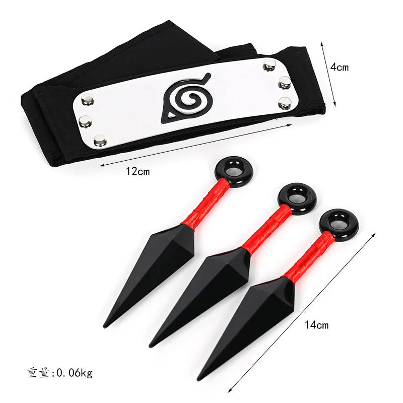 Ninja Set Combination Assembly Flag Maple Roleplaying Kakashi Gloves Kunai Forehead Protector Bandana Performance Costume cos school party Store