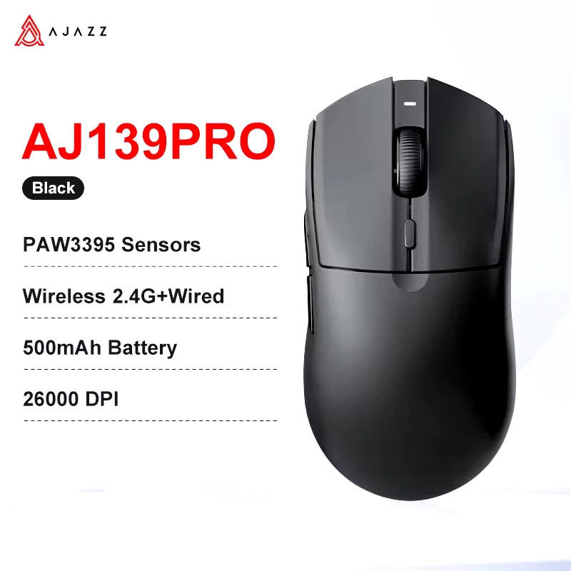 AJAZZ AJ139 V2 MC/AJ139 PRO Wireless Gaming Mouse PAW3311/PAW3395 Sensor 12000DPI/26000DPI 500mAh Bluetooth Mouse Gamer For PC Ajazz Global Official Store