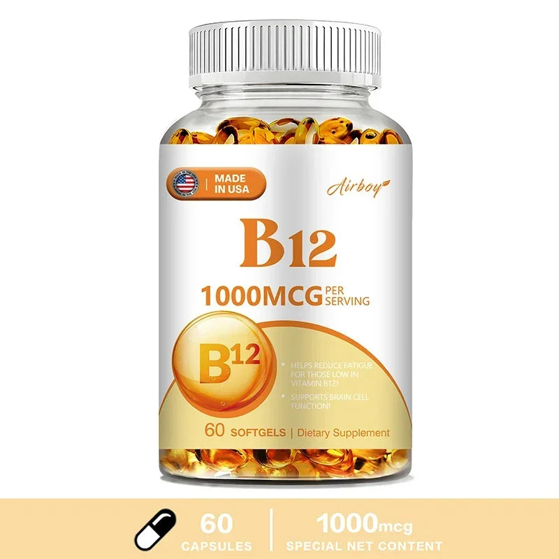 Vitamin B12 - for Mood, Brain, Nervous System, Energy, Metabolism, Relieve Fatigue, Heart Health Charm Alliance Store