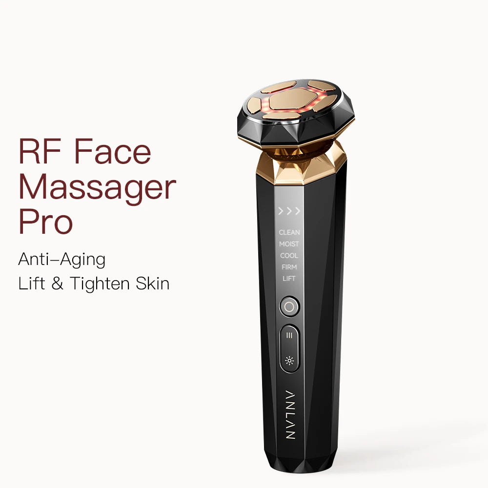 ANLAN Multifunction Skincare Device Pro 18K Gold Face Radio Frequency With Hot Cold EMS Facial Lifting Beauty Skin Care Massager Anlan Official Store