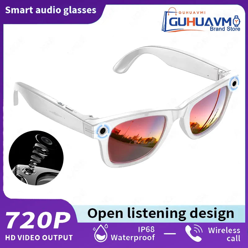 AI Smart Glasses with 8MP Camera Video Recording 100+ Languages Translation Sunglasses Bluetooth Call Music Play Men Women 2025 GUHUAVMI Smart Watch Direct Sales Factory Store