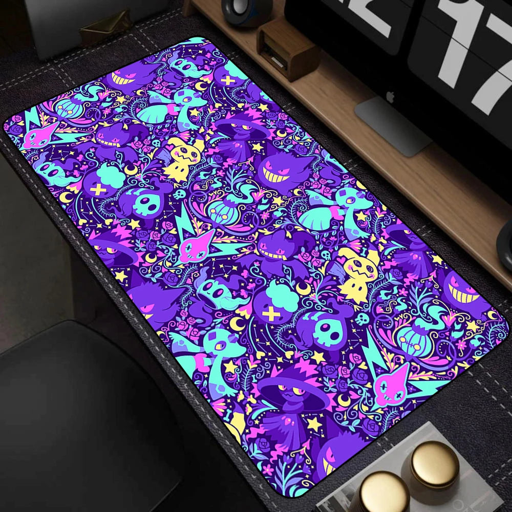 Colorful Gaming Keyboard Rug Laptop Japan Cool Anime Mouse Pad XXL Black P-pokemon Desk Mat PC G-gengar Gamer Cabinet Mousepad DQHANVE Mouse Pad Store