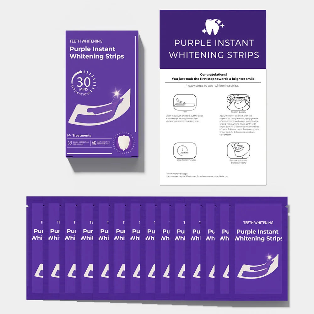 Purple Teeth Whitening Strip No Sensitive Teeth Bleaching Strip Colour Corrector Instant Teeth Clean Strip,At-Home Teeth Whiter MERALL Beauty Store