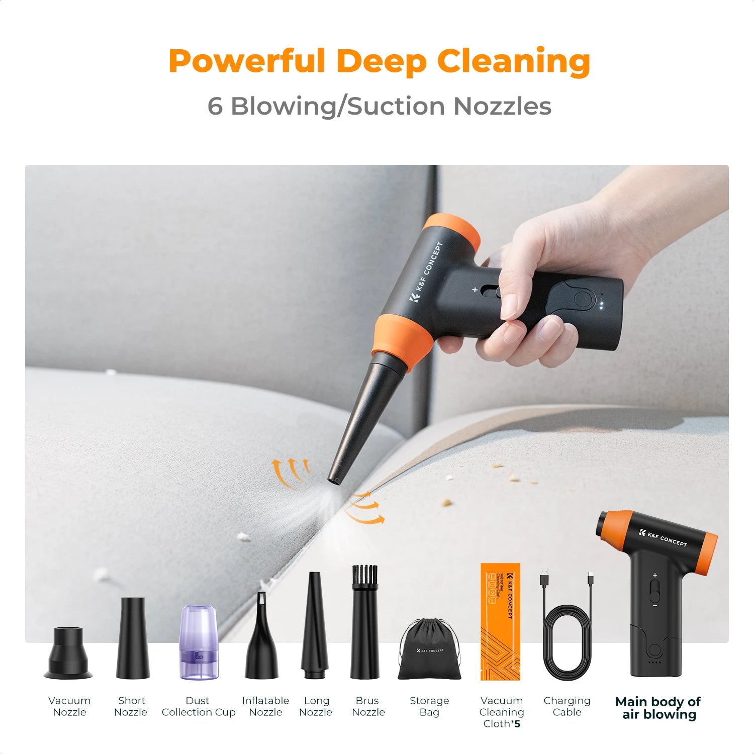 K&F CONCEPT Electric Air Duster Cordless Compressed Air Blower Suction for Computer,PC,Laptop Keyboard,Car,Camera Dust Cleaner K&F CONCEPT ONLINE Store