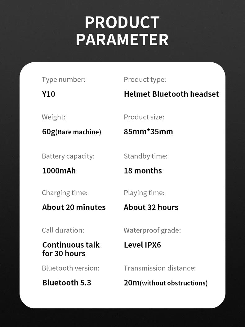 Wireless Headphone Bluetooth5.3 Earphone IPX6 Waterproof MP3 Player HD Sound Motorcycle Helmet Headset with Mic Moto Accessories Car Life Further Store