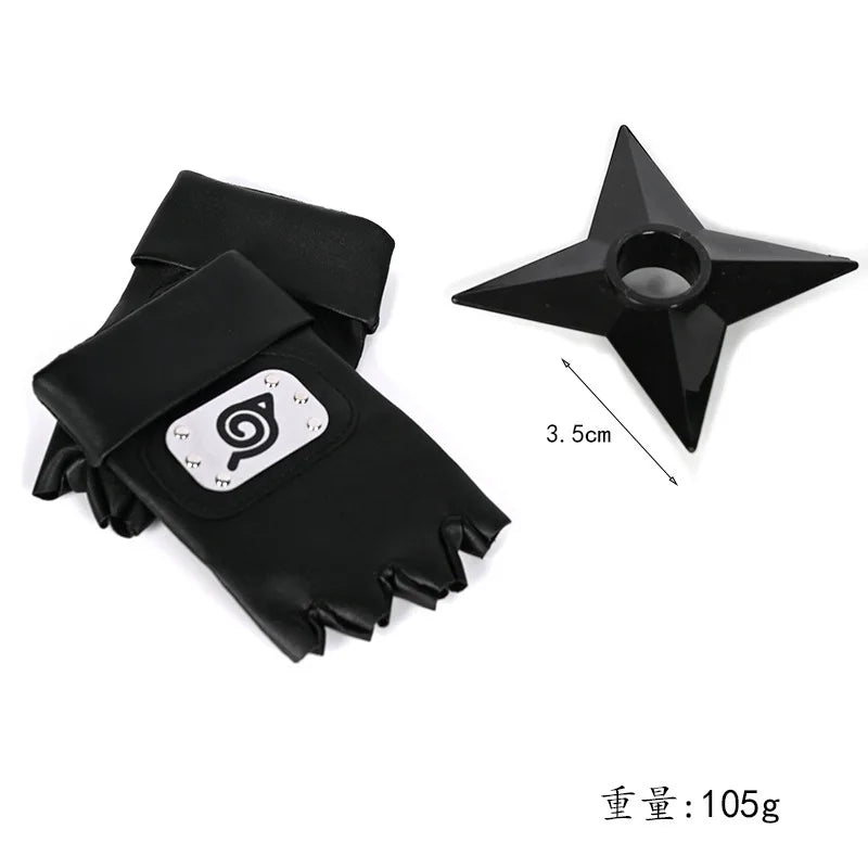 Ninja Set Combination Assembly Flag Maple Roleplaying Kakashi Gloves Kunai Forehead Protector Bandana Performance Costume cos school party Store