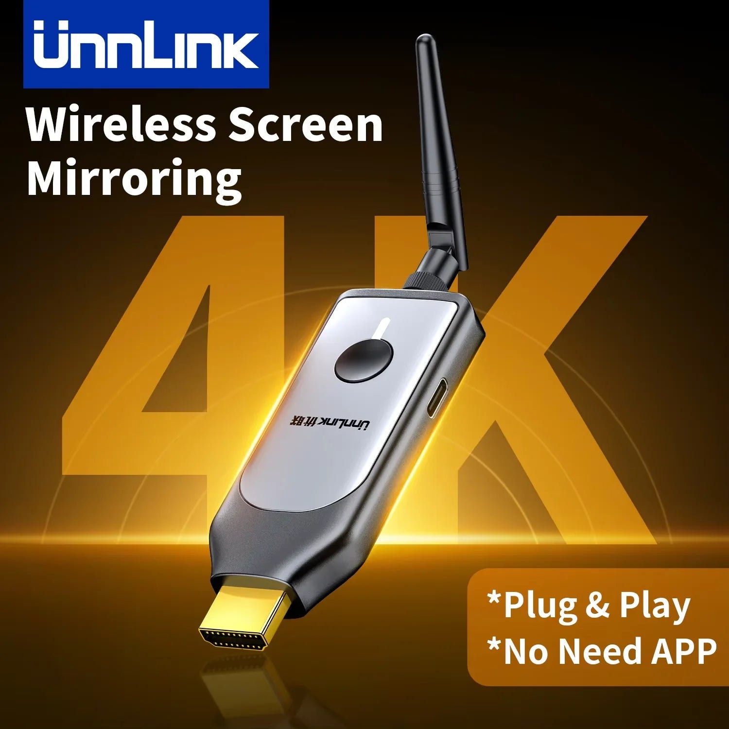 Unnlink 4K Wireless Display Dongle, HDMI Receiver for Phone Screen Mirroring, Phone to TV, 4K TV Cast unnlink Official Store