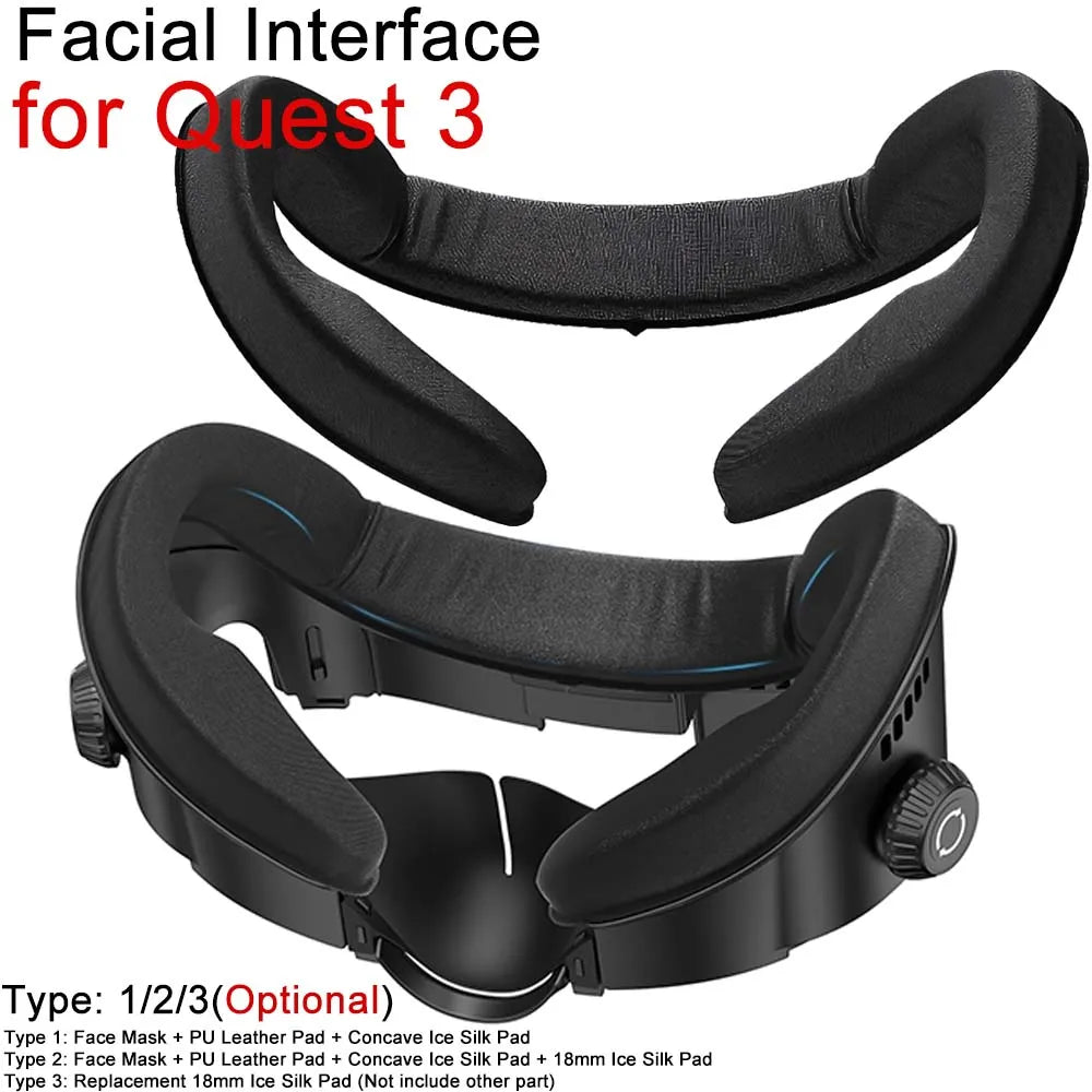 AMVR FC4A PU Leather Face Mask Cover for Meta Oculus Quest 3 Facial Interface Multi-Vent Ice Silk Face Pad for Halo Head Strap AMVR Official Store