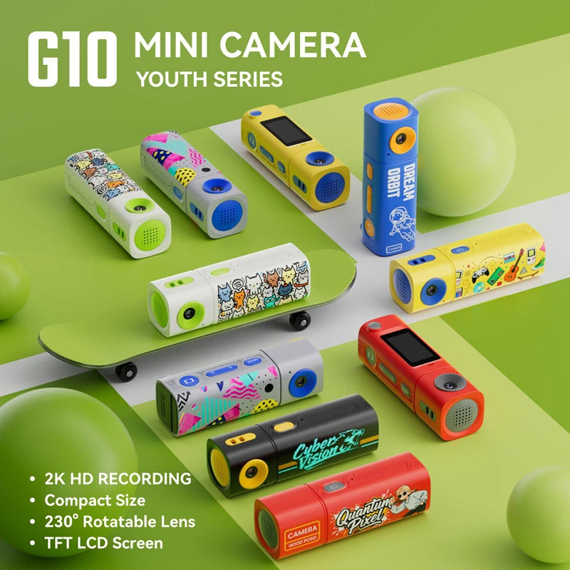 Lenovo G10 Lipstick CCD 2K Mini Thumb Camera Student Action Camera 61° HD Wide-angle Photo Video Recorder in DOPAMINE Colorway Rebel By Birth Store