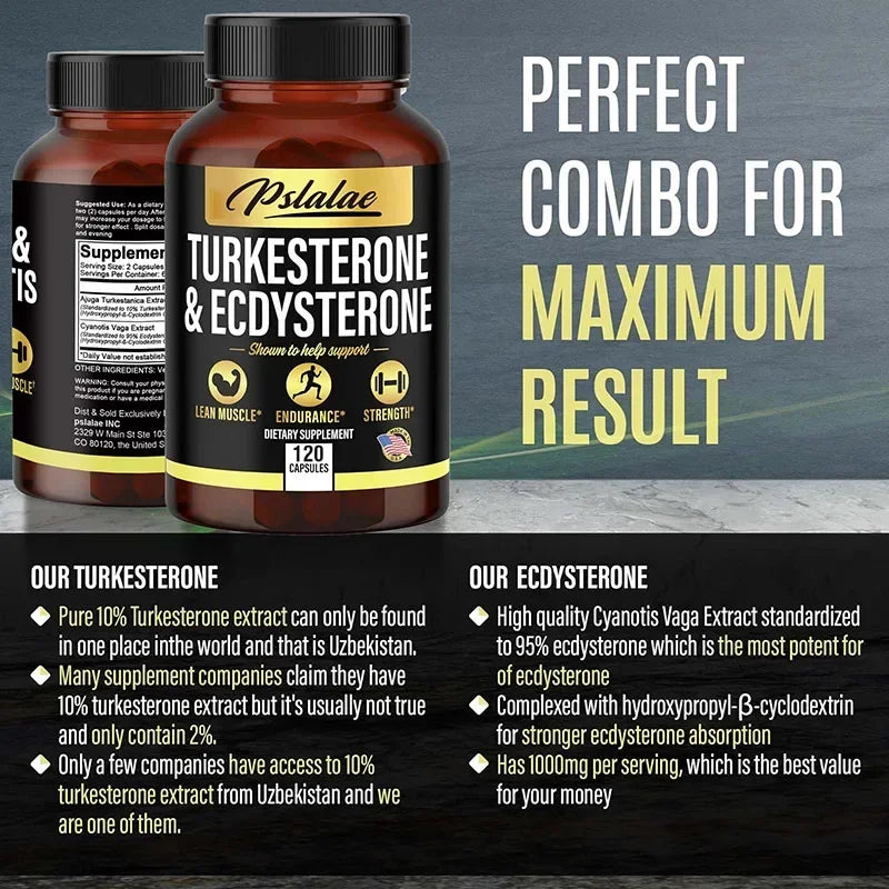 TURKESTERONE & ECDYSTERONE Extracts - Improves Male Performance, Endurance, Motivation, Focus & Muscle Mass Nutritional Supplements Store