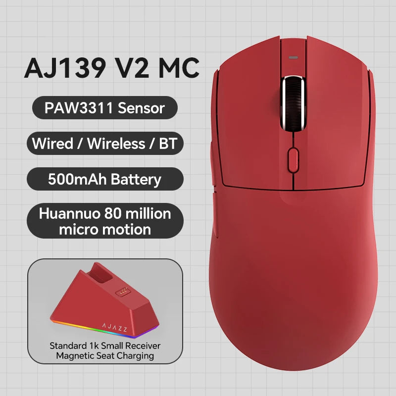 AJAZZ AJ139 V2 MC/AJ139 PRO Wireless Gaming Mouse PAW3311/PAW3395 Sensor 12000DPI/26000DPI 500mAh Bluetooth Mouse Gamer For PC Ajazz Global Official Store