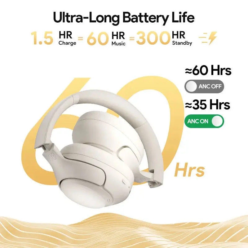 QCY H3 ANC Wireless Headphones 43dB Hybrid Active Noise Cancellation Headset Bluetooth 5.4 Hi-Res Audio Earphones 60H Playtime QCY Store