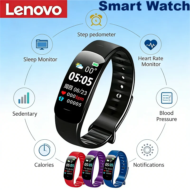 Lenovo C1 Plus Smart Watch Bluetooth Step Counting Sports Bracelet Fitness Tracker Heart Rate Blood Pressure Sleep Men Women Tarrot DigitaL Store