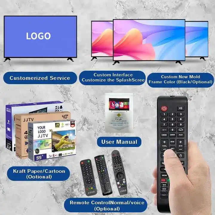Wholesale Price 4K Android Smart TV 50 55 65 75 85 Inch Custom Logo OEM Unbreakable LED TV HD Definition Roc's Smart Home Appliances Store