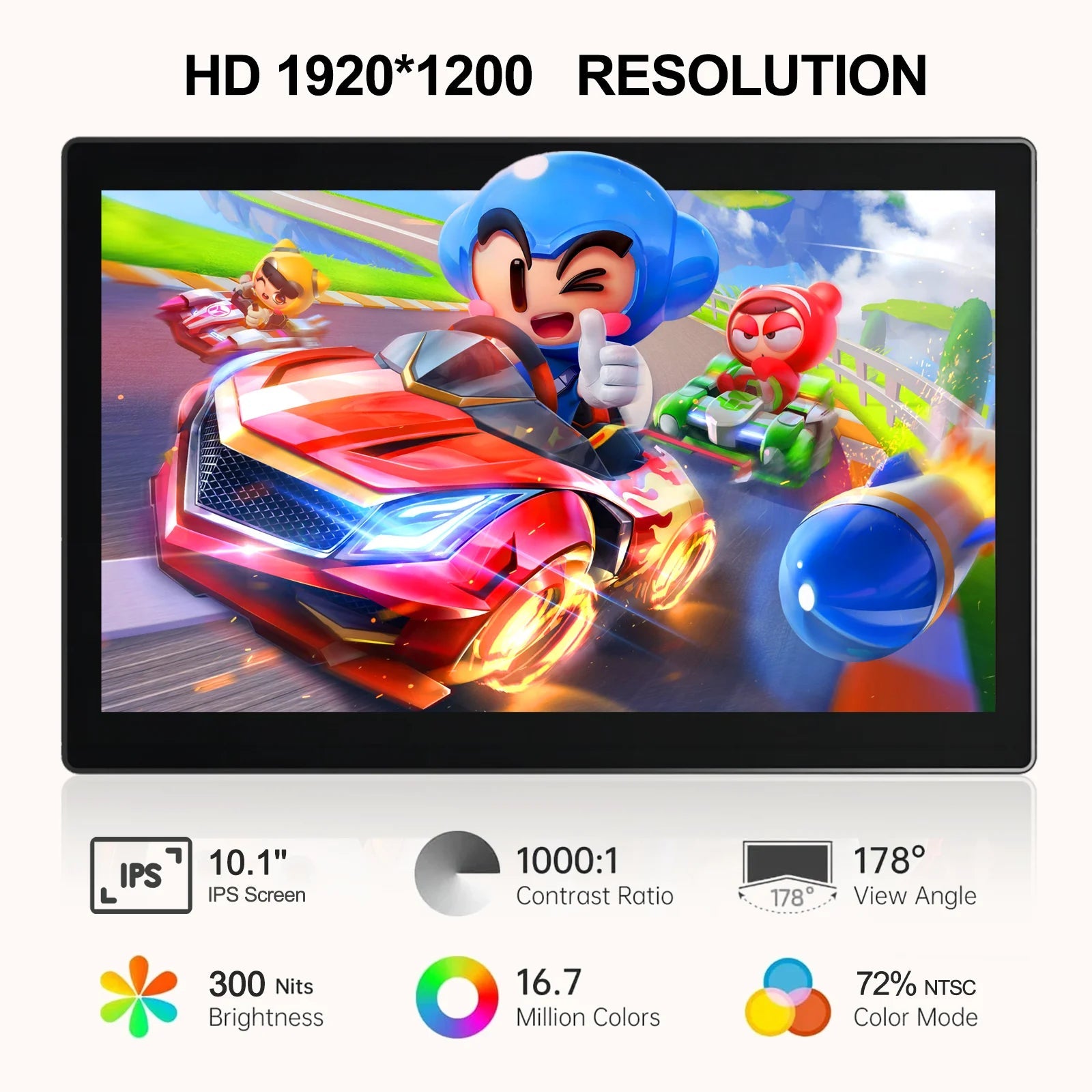 10.1 inch Touch Portable Monitor 1920x1200 Screen IPS LCD 5-point Touchscreen Dual Speaker Type-C HDMI USB-C for Car Computer SpecialMonitor Store