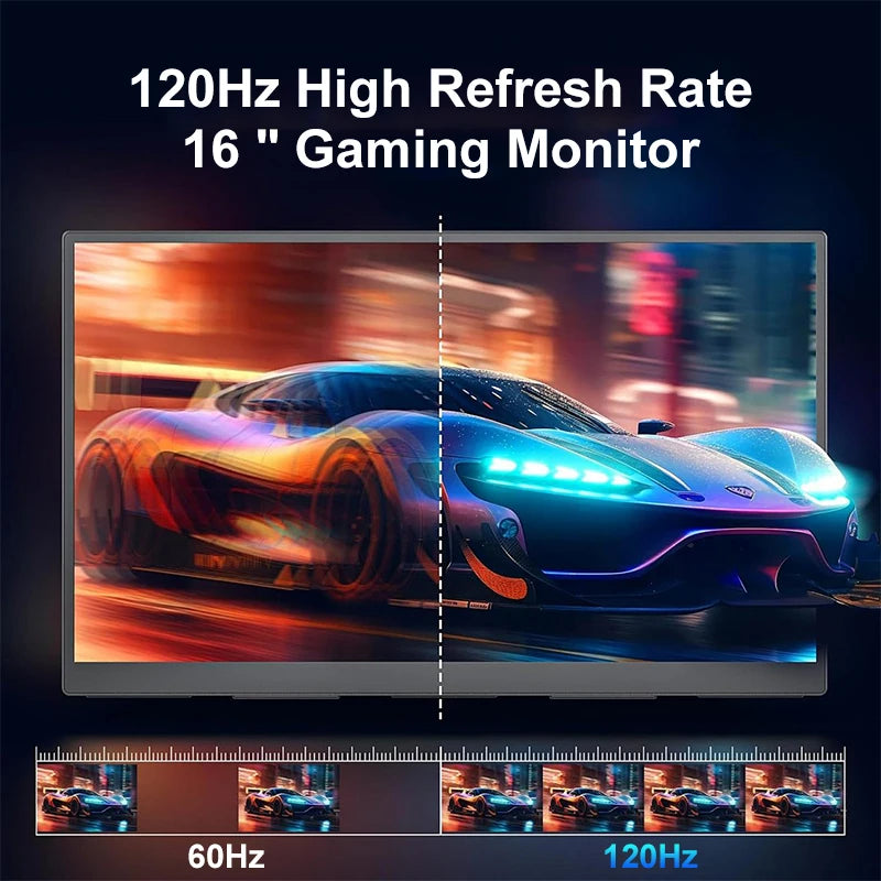 LANLIPU 16inch 120Hz 100%sRGB 1920*1200 IPS VESA Portable Monitor for Xbox/PS4/5/Switch/ Cell Phones/PC/MAC Extention Display LANLIPU Technology Store