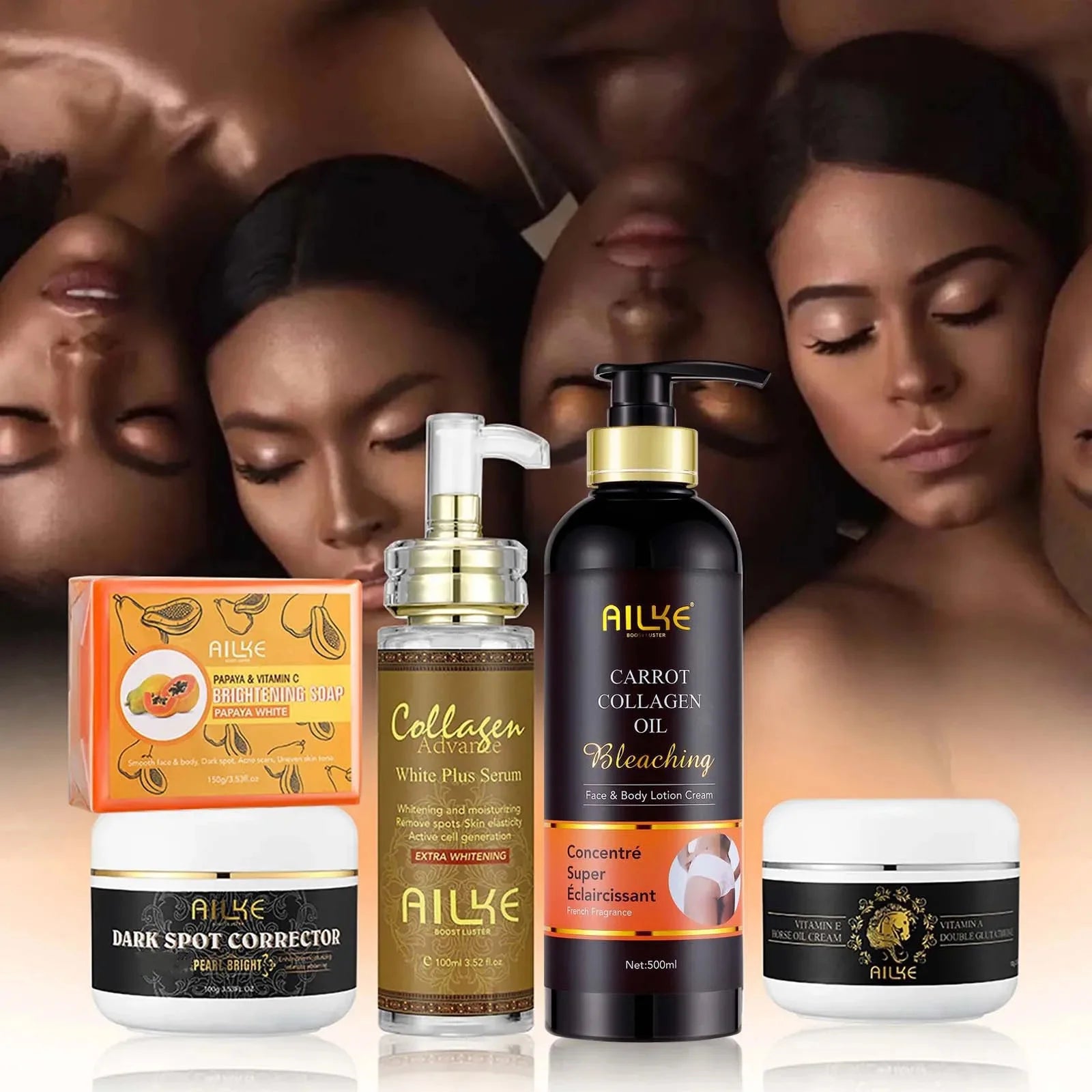AILKE Collagen 5 in 1 Skin Care Kit, Restore Skin Elasticity, Smooth Skin, Brighten, Even Skin Tone, For Face And Body Use Set AILKE Store