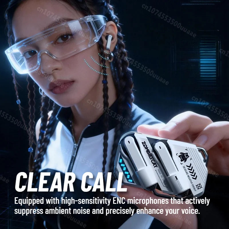 Zombies Cat B21 Alloy Bluetooth 6.0 Earbuds Real Time Ai Translation Headphone Semi In Ear TWS Wireless Earphones with Smart APP Sansui Audio Flagship Store