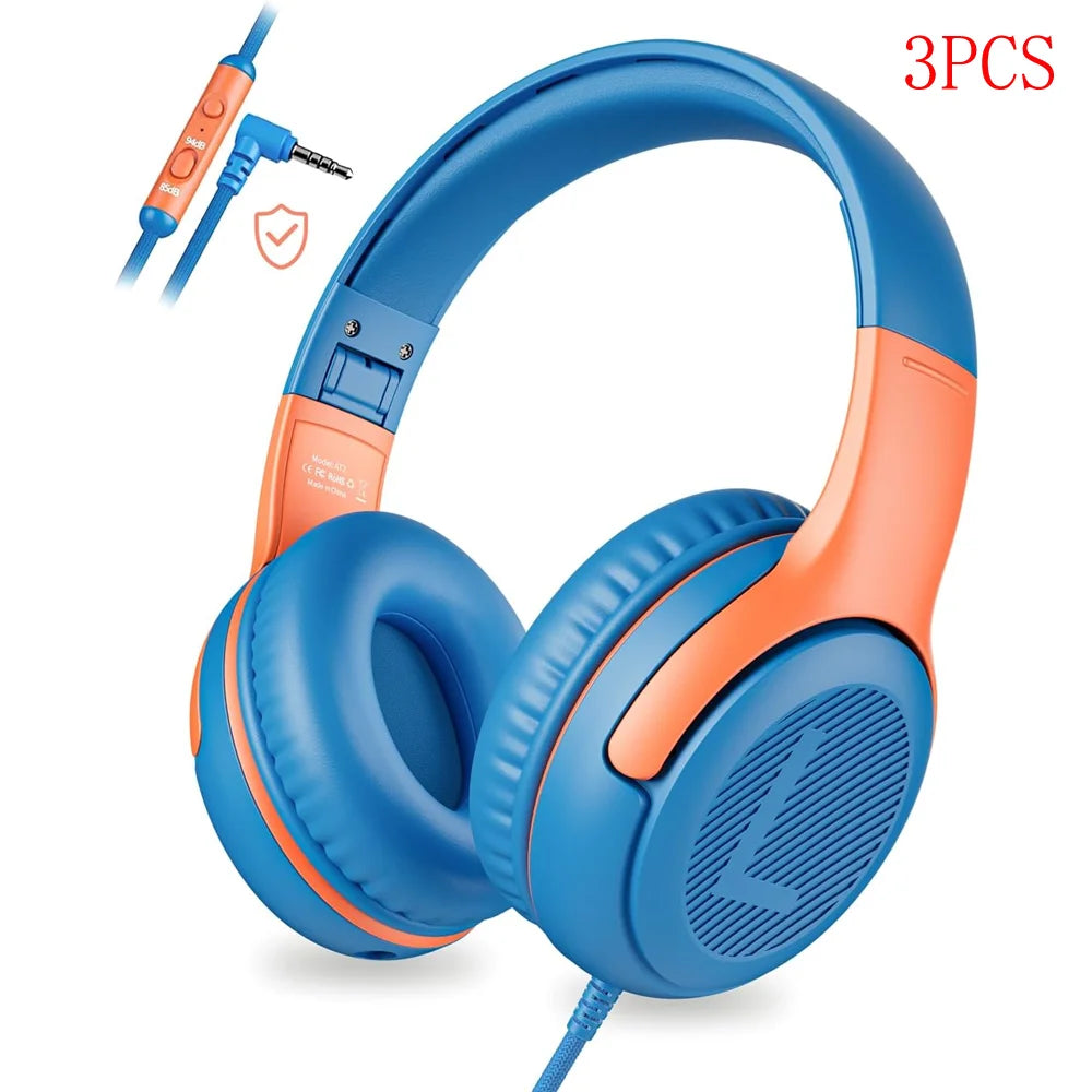 1/2/3Pcs AWATRUE AT2 Kids Headphones Wired Toddler Headsets with Mic Over-Ear Headphone Foldable on-Ear Design for PC,Laptop NUBWO Audio Store