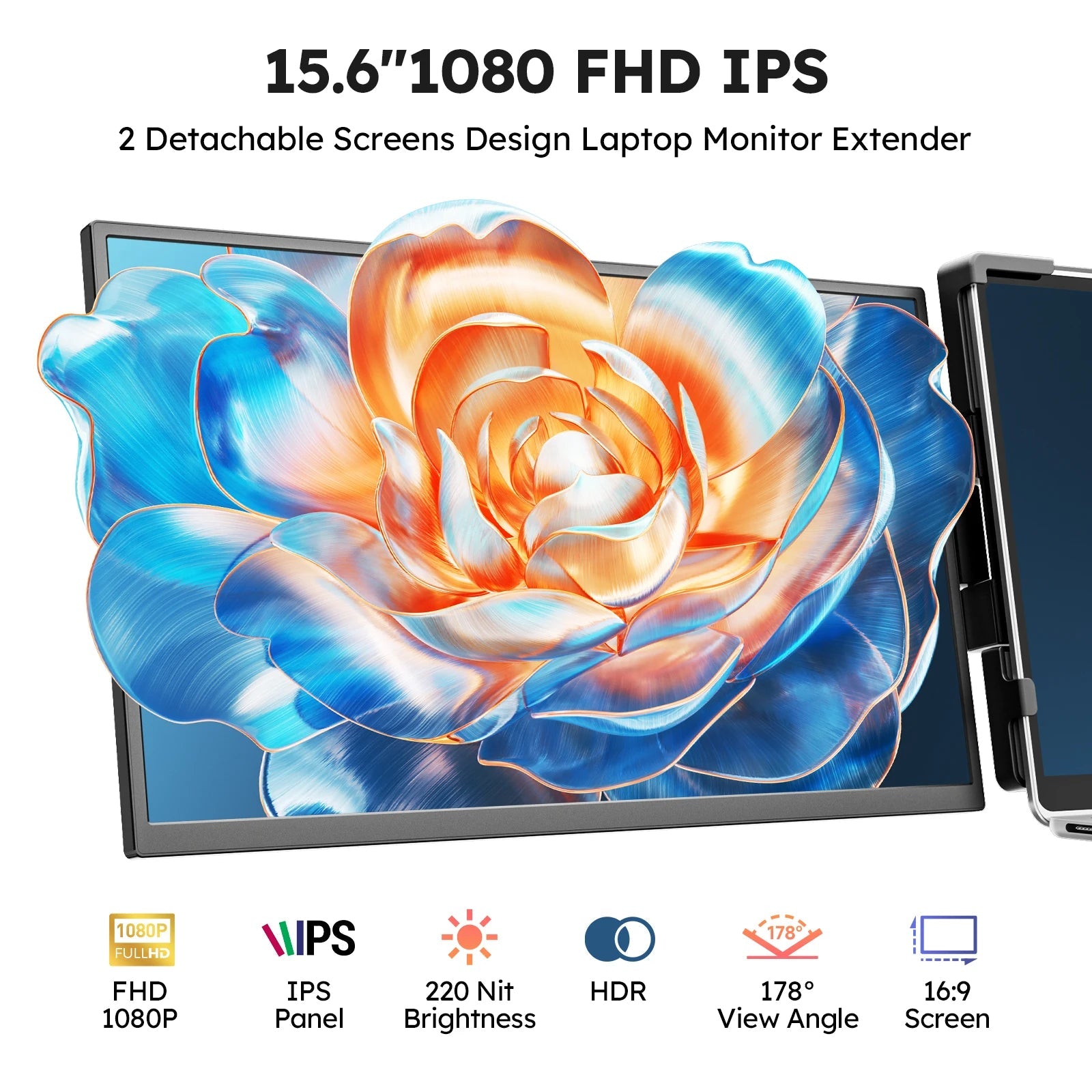 15.6inch Triple Screen Extender For Laptop Travel work Mini PC 1080P FHD IPS Type-C Portable Dual Monitor For 13-17" Mac Chrome Dopesplay Official Store