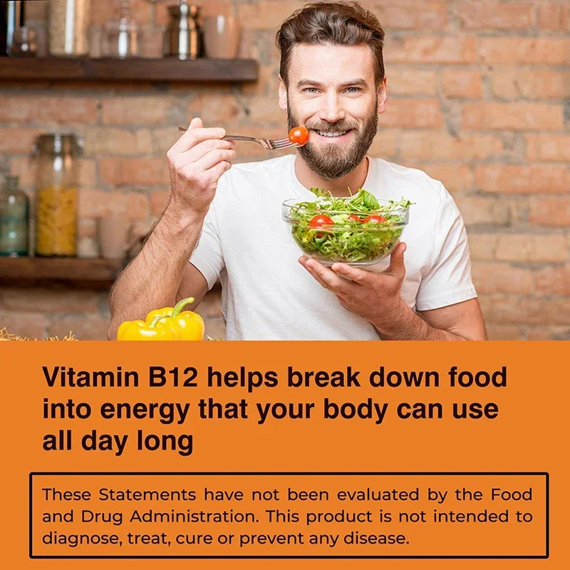 Vitamin B12 - for Mood, Brain, Nervous System, Energy, Metabolism, Relieve Fatigue, Heart Health Charm Alliance Store