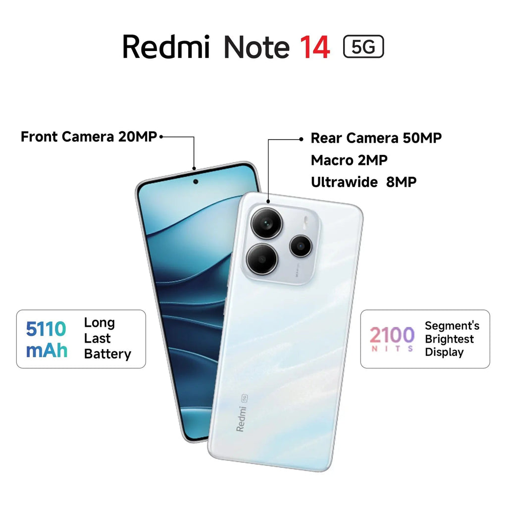 Global Version Xiaomi Redmi Note 14 5G Smartphone 50MP Camera MTK Dimensity 7025-Ultra 45W Charging 6.67" 120Hz Display IP64 Xiaomi Mi - Global Store