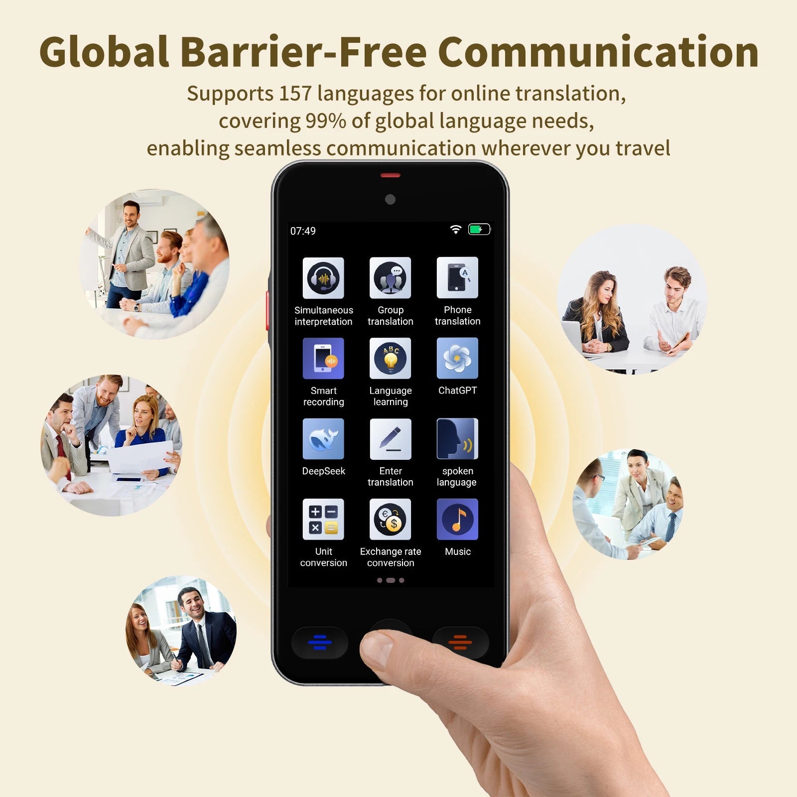 Language Translator Device with 152 Languages Voice Portable Ai  Translating Offline Translation Support Voice Video Recording boeleo Official Store