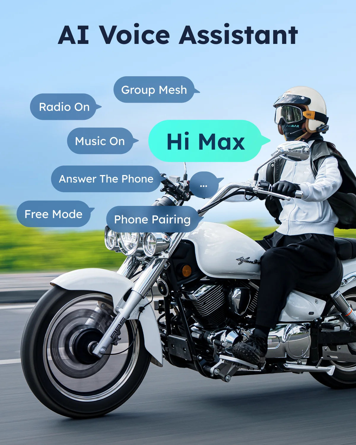 ASMAX S1 Bluetooth Motorcycle Intercom 8 Riders Communication Headset with FM & ENC Mic, Voice Control, IPX7 Waterproof ASMAX Official Store